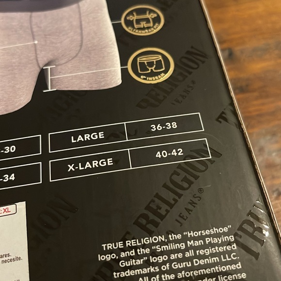 True Religion 4 Pack Modal Boxer Briefs XL ALL BLACK GOLD BAND - Picture 7 of 8